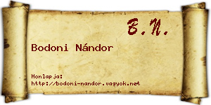 Bodoni Nándor névjegykártya