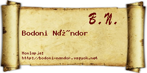 Bodoni Nándor névjegykártya